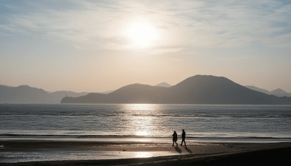 Check-in biển Haeundae l&uacute;c b&igrave;nh minh